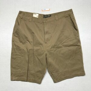 Highland Outfitters Cargo Shorts Mens 36 Tan Cotton Flat Front Pockets Casual